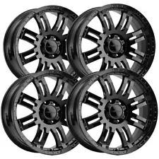 (Set of 4) Vision 375 Warrior 16x8 6x4.5" +12mm Gloss Black Wheels Rims 16" Inch