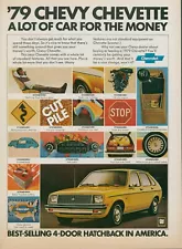 1979 Chevrolet Chevette 4 Door Hatchback Yellow Lots Features Vtg Print Ad SI14