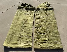 Vintage Sleeping Bag Lot Green Flannel Lining Hunting Animal Pattern Pair 31x68”