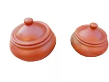 Exclusive Range Unglazed Curd Clay Pot For Serving with Lid-Mitti Ke Bartan