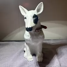 Vintage Bull Terrier Dog Figure Statue Black Eye 12 1/2" Tall Decor