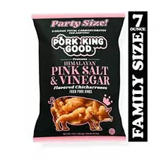 Pork King Good Himalayan Pink Salt & Vinegar Pork Rinds 7 OZ FAMILY SIZE (Chi...