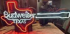 Budweiser Texas Guitar Vintage Neon Bar Sign (MFG 1989)