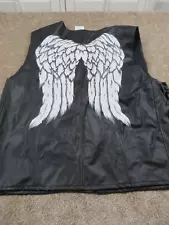 THE WALKING DEAD Daryl Dixon Wings Faux Leather Biker Vest Spirit Halloween