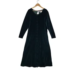 Vintage Erika & Co Velvet Maxi Long Dress Button Front Long Sleeve NEW | L