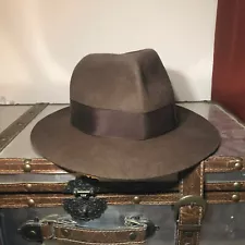 Indiana Jones Fedora Hat Brown Licensed 100% Wool SIZE M (more screen accurate)