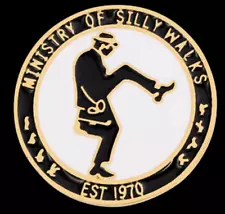 Ministry of Silly Walks Pin Badge Monty Python John Cleese Black Gold Humour Old