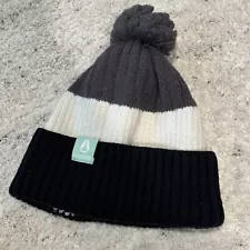 Nixon Schrader Pom Beanie Gray Black Winter Hat Great Condition