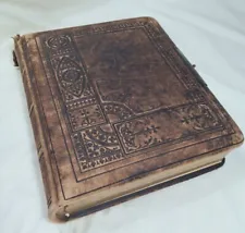 Antique Leather Bound Victorian Photograph Album Family Photo Boer War E P Lowry