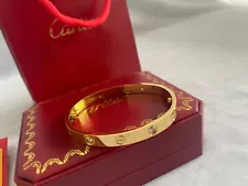 Cartier Signature Logo Gold Bracelet Size 19