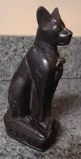 Vintage Bastet Statue Figurine Black Cat Goddess 6.25" Egyptian