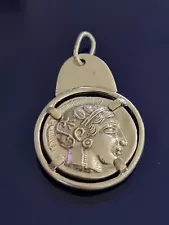 Ilias Lalaounis Greek Antiquity Athenian Owl Coin Sterling Silver 925 Pendant.