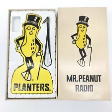 Vtg 70s Working Mr Peanut Planters Novelty Yellow AM Transistor 10" Radio NOS