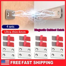 4 Sets Magnetic Door Closer Cabinet Catch Latch Ultra Thin Drawer Closures Locks