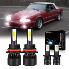 For Ford Mustang 1988-1993 - 4X LED Headlight Bulb High/Low Beam + Fog Light Kit