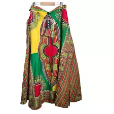 LOOK AT ME WRAP Skirt African Dashiki One Size COLORFUL TRIBAL Tie WAIST NWT