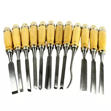 12 Piece Wood Carving Hand Chisel Tool Set Professional Woodworking Gouges Steel