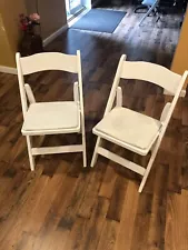 ✨Vintage Wood Folding Chair with Vinyl Padded Seat White(Set Of 2)Wedding Chairs