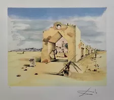 Salvador Dali PARANOIC VILLAGE Signed Limited Edition Lithograph Art 25" x 23"