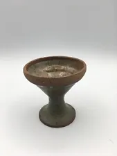 Signed Vintage Ceramic Goblet Wine Cup Chalice Handmade Stoneware Rustic Unique