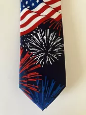 American Lifestyle Men's Necktie Tie Polyester American Flag Fireworks Slim 57"