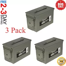 50 Cal Metal Ammo Can 3-Pack Military Steel Box Shotgun Rifle Gun Ammo Storage