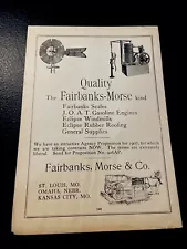 ORIGINAL 1907 Fairbanks - Morse Scales, Windmills & Pumps Farm Advertising