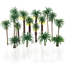 16 Pieces Plastic Model Tropical Coconut Palm Tree for Model Train Fairy Garden