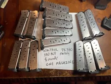 One used Walther PK380 Magazine, 8 Rounds 380 ACP