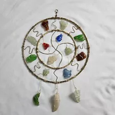 Lake Erie Beach Glass Wire Wrap Wall Art 10" Ring Handmade DJ's Beach Finds