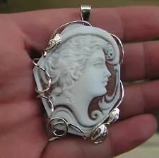 PENDENT SHELL CAMEO CARVED Fine Quality ITALY Very Big Artisan Handmade Unique