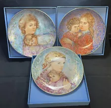 3 EDNA HIBEL COLLECTOR PORCELAIN PLATES IN BOX WITH COA ￼ Mother’s Day ￼