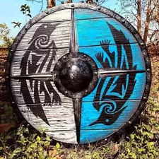 24'' Medieval Viking Shield Ragnar Viking Shield Battle Ready Wooden Shield