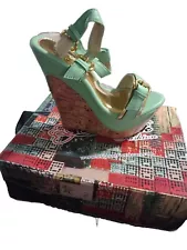 Dbdk Fashion Wedges/Heels W Strap Teal Color Perfect For Going out