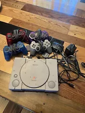 Original PlayStation 1 Console With 4 Controllers And Wires