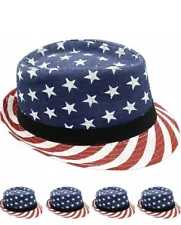 Stylish Short Brim Trilby Fedora Hat USA / American Flag NEW FLASH SALE