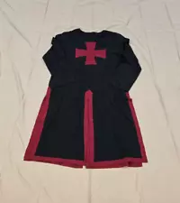 BLESSUME Knight Medieval Templar Tunic Black w/ red Cross and trim