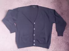 Franco Ponti - Navy Merino Wool Blend V-Neck Cardigan. Size XL . CHARITY SALE