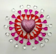 50 Valentine Heart Lights & Pink Heart Topper for Ceramic Christmas Tree Bulbs