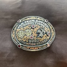 Trophy Rodeo Champion Belt Buckle Team Roper Roping Header Heeler