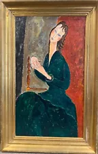 MODIGLIANI - "ORIGINAL OIL PAINTING- Signed; Picasso, Miro Era-Double pHD Papers