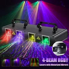 4 Lens DMX Laser Unit Projector LED Stage Disco Light RGBY Beam DJ Light Effect