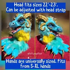 **Slightly USED** Blue/Yellow Dragon Partial Fursuit + Badge & Character Design