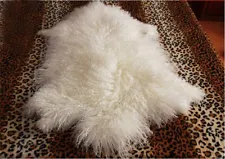 Real Mongolian Fur Throw Tibetan Lambskin Rug Hide Pelt Curl Hair Carpet 2'X3.3'