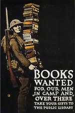 Books Wanted For Our Men Vintage World War One WW1 US Military Propaganda Poster