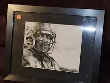 Chicago Bears - Walter Payton Headshot - B&W Drawing with Frame