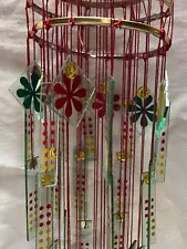 Vintage New Old Stock Rare Large Delicate 24" Hand Painted Glass Wind Chimes