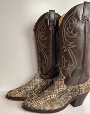 Vintage Dingo Acme Diamondback Rattlesnake Cowboy Boots 8 D USA Made Snakeskin