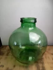 Large Vintage VIRESA Green Glass Terrarium Carboy Bottle Planter Vase~14 1/2”