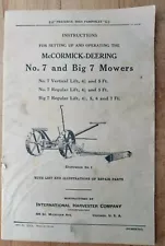 1934 Instructions For Operating McCormick Deering #7 & Big 7 Mowers Illustrated